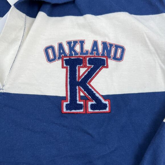 Women's Striped Long Sleeve Oakland Graphic Polo T-Shirt - Size Medium - NWT - Picture 3 of 7